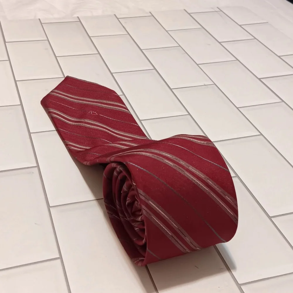 Dior Vintage Necktie Burgundy‎ Striped Men Occasion